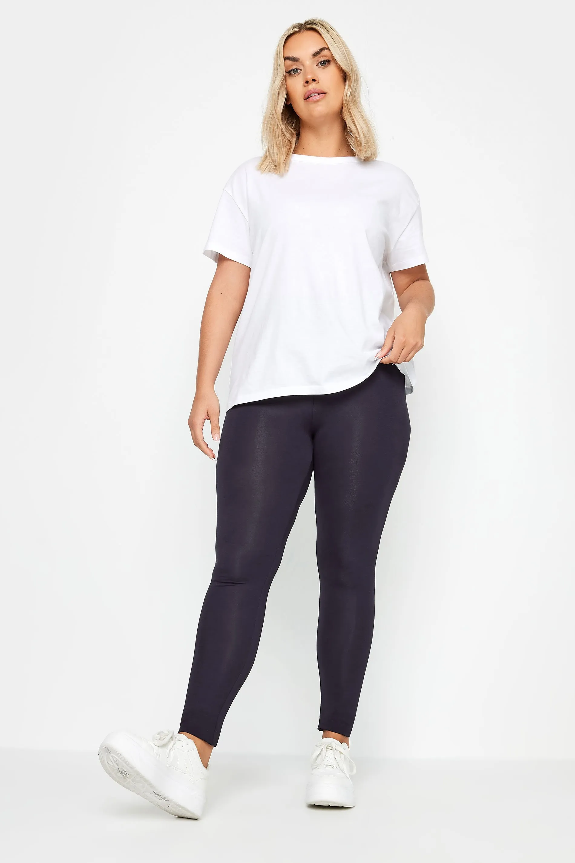 YOURS Curve Navy Blue Soft Touch Stretch Leggings