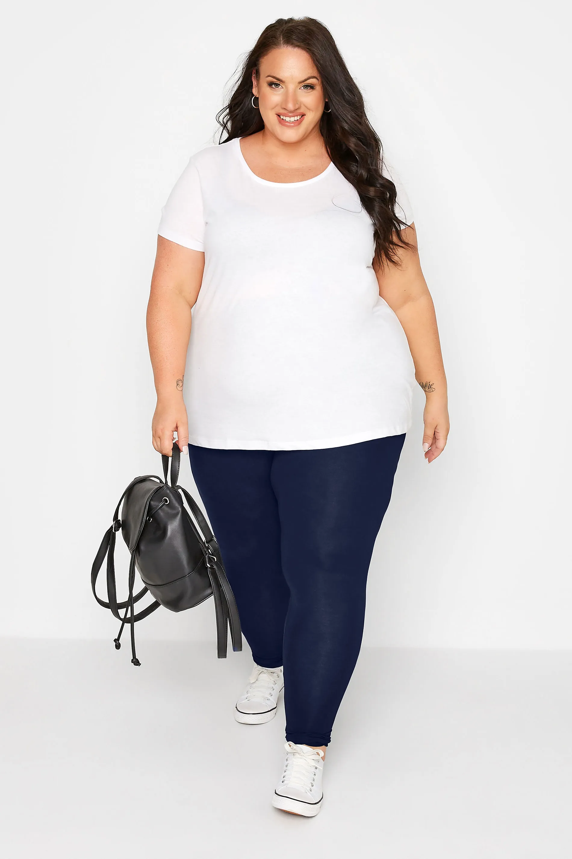 YOURS Curve Navy Blue Soft Touch Stretch Leggings