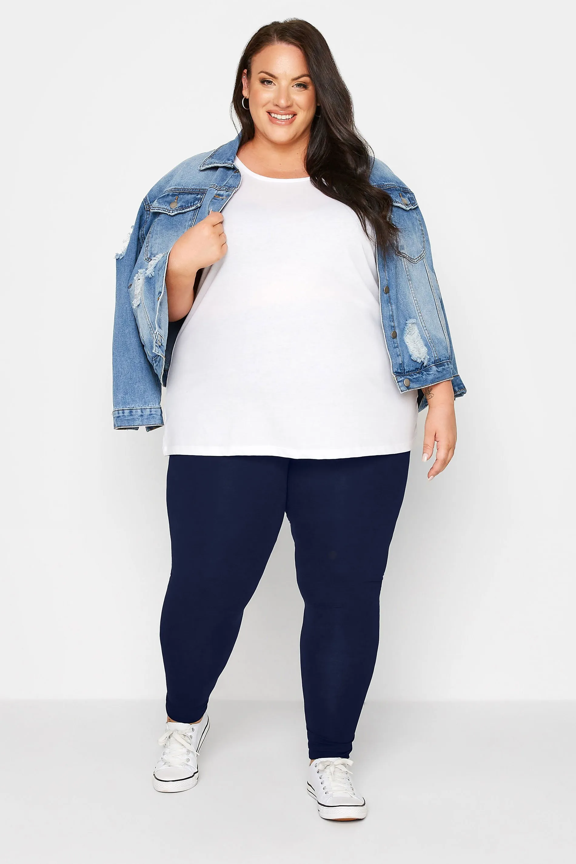 YOURS Curve Navy Blue Soft Touch Stretch Leggings