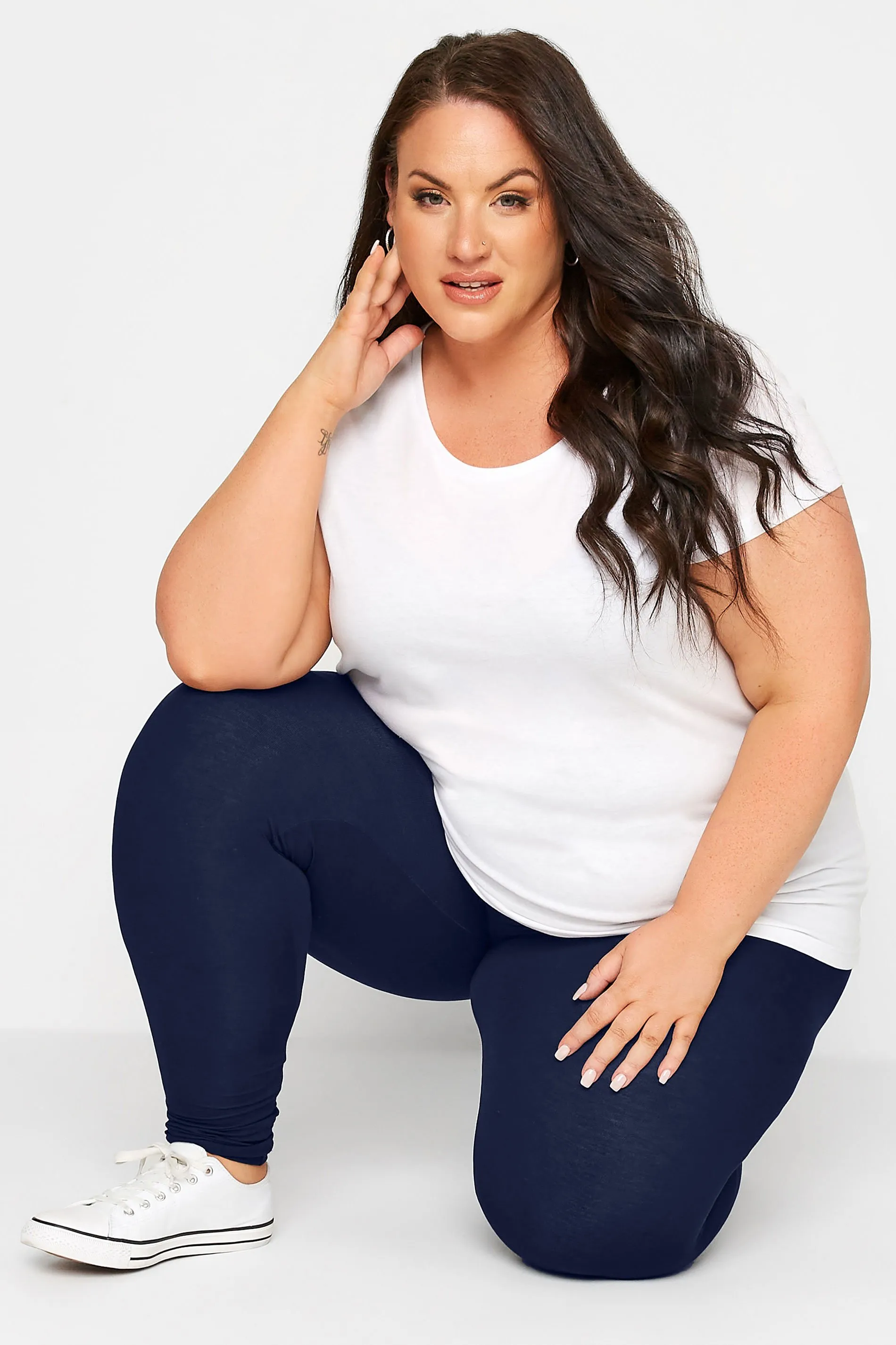 YOURS Curve Navy Blue Soft Touch Stretch Leggings