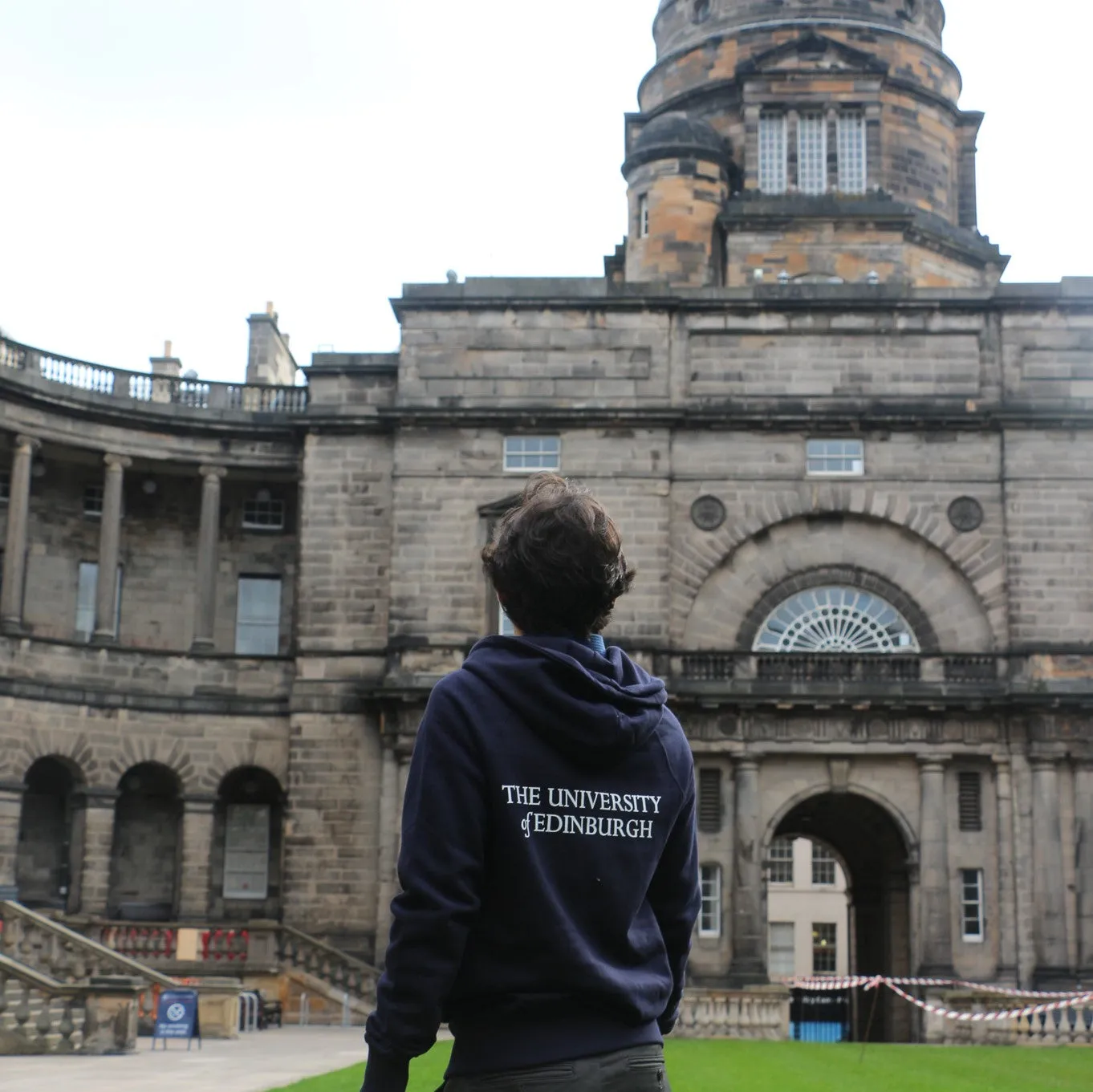 Zipped Essential Embroidered Hoodie in Navy